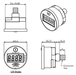 digital pressure gauge / Bourdon tube / for air / process