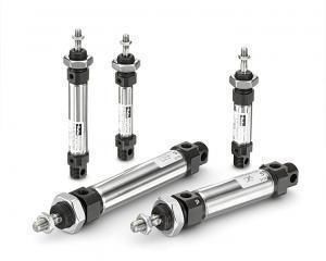 pneumatic cylinder / single-acting / double-acting / with piston rod