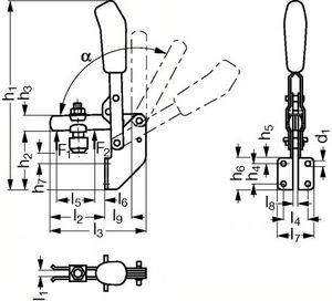 vertical toggle clamp / zinc-coated steel / push