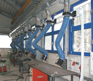 fixed extraction arm / flexible / for welding fumes