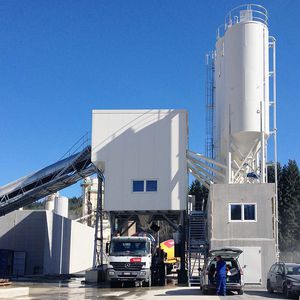 stationary concrete mixing plant