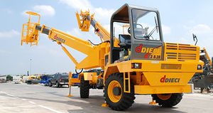 wheeled telescopic boom lift / for underground mining / swing-arm / diesel