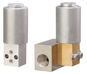 pilot-operated solenoid valve / for gas / compact / plunger
