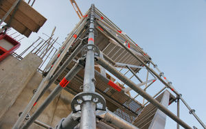 fixed scaffolding tower / modular / with stairway / facade