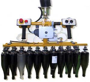 pneumatic manipulator / multi-grip / positioning / for glass bottles