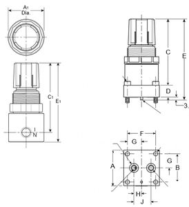 compressed air pressure regulator / single-stage / spring