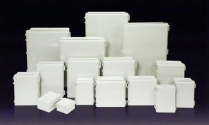 wall-mount enclosure / rectangular / in plastic / with hinged cover