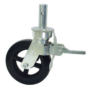 fixed caster / rod / with brake / for mobile scaffolding