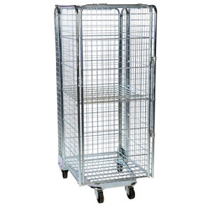 interlocking roll container / shelf / wire mesh / 4-panel