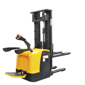 electric stacker truck / with rider platform / stand-on / for warehouses