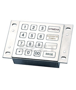 16-key keypad / panel-mount / stainless steel / vandal-proof