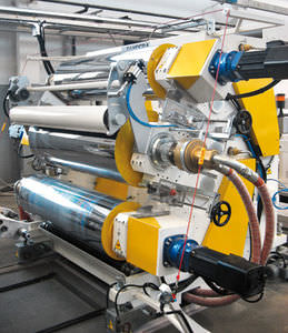 flat-film extrusion line / film / for PP / for thermoforming