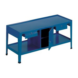 wooden workbench / 2-drawer / monobloc / door