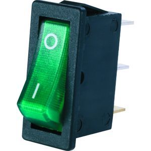 rocker switch / single-pole / illuminated (green) / electromechanical