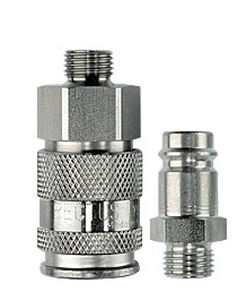 threaded fitting / straight / pneumatic / stainless steel