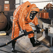 fire-retardant coveralls / chemical protection / polyethylene / butyl rubber