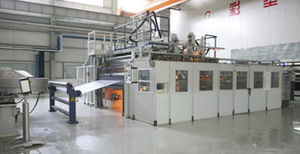 flat-film extrusion line / for PET