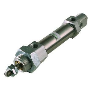 pneumatic cylinder / single-acting / with through rod / with piston rod