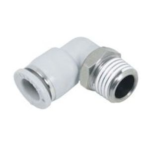 threaded fitting / push-in / 90° angle / pneumatic