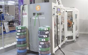 automatic coiler / for tubes / for extrusion lines