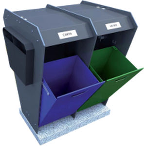 galvanized steel waste container / industrial waste / with lid / mobile