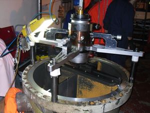 2-axis turning machine / mobile / universal / for valves and flanges