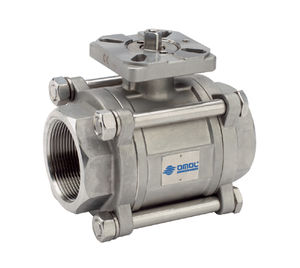 ball valve / 3-piece / stainless steel / for aggressive media