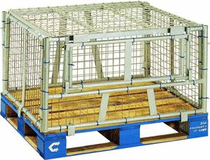 steel pallet box / transport / stacking / folding