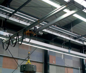 double-girder overhead traveling crane / aluminum / low headroom