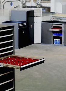 storage cabinet / free-standing / with drawer / metal