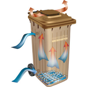 plastic waste container / industrial waste / 2-wheel / with ventilation system