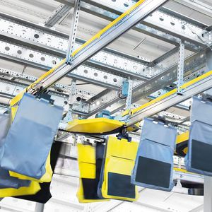 multi-product conveyor system / clothing / order-picking / overhead