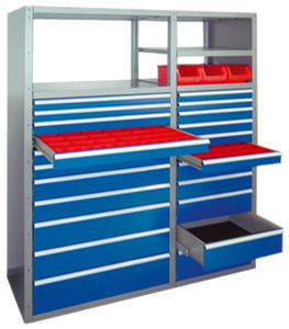 workshop shelving / light-duty / modular / single-sided
