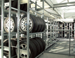 workshop shelving / storage warehouse / for medium loads / for tires