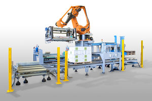 robotic palletizing cell / packaging / filling / for the food industry