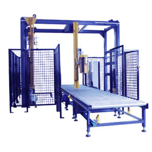 rotary arm stretch wrapper / automatic / pallet / with top sheet applicator