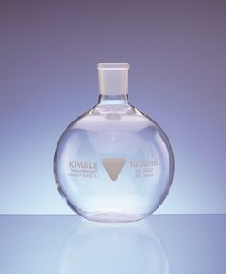 round-bottom flask / flat-bottom / borosilicate glass