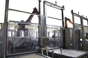 robotic loading cell / handling / for bottles