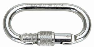 locking carabiner / zinc-plated steel / oval