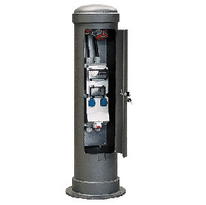 fixed outdoor electric distribution bollard 16 - 63 A, 230 - 400 V, IP44 | 83722  Mennekes