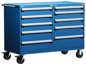 mobile 10 drawer cabinet 48" x 27" x 45&frac12;", 400 lb | R5DHG-3807 Rousseau Metal