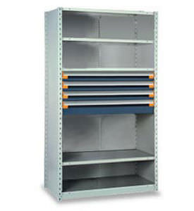 shelving with modular drawers 42" x 18" x 75", 650 lb | R5SGC-751801 Rousseau Metal