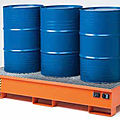 3-drum containment bund / steel - 2 010 x 850 x 380 mm | ECO 303