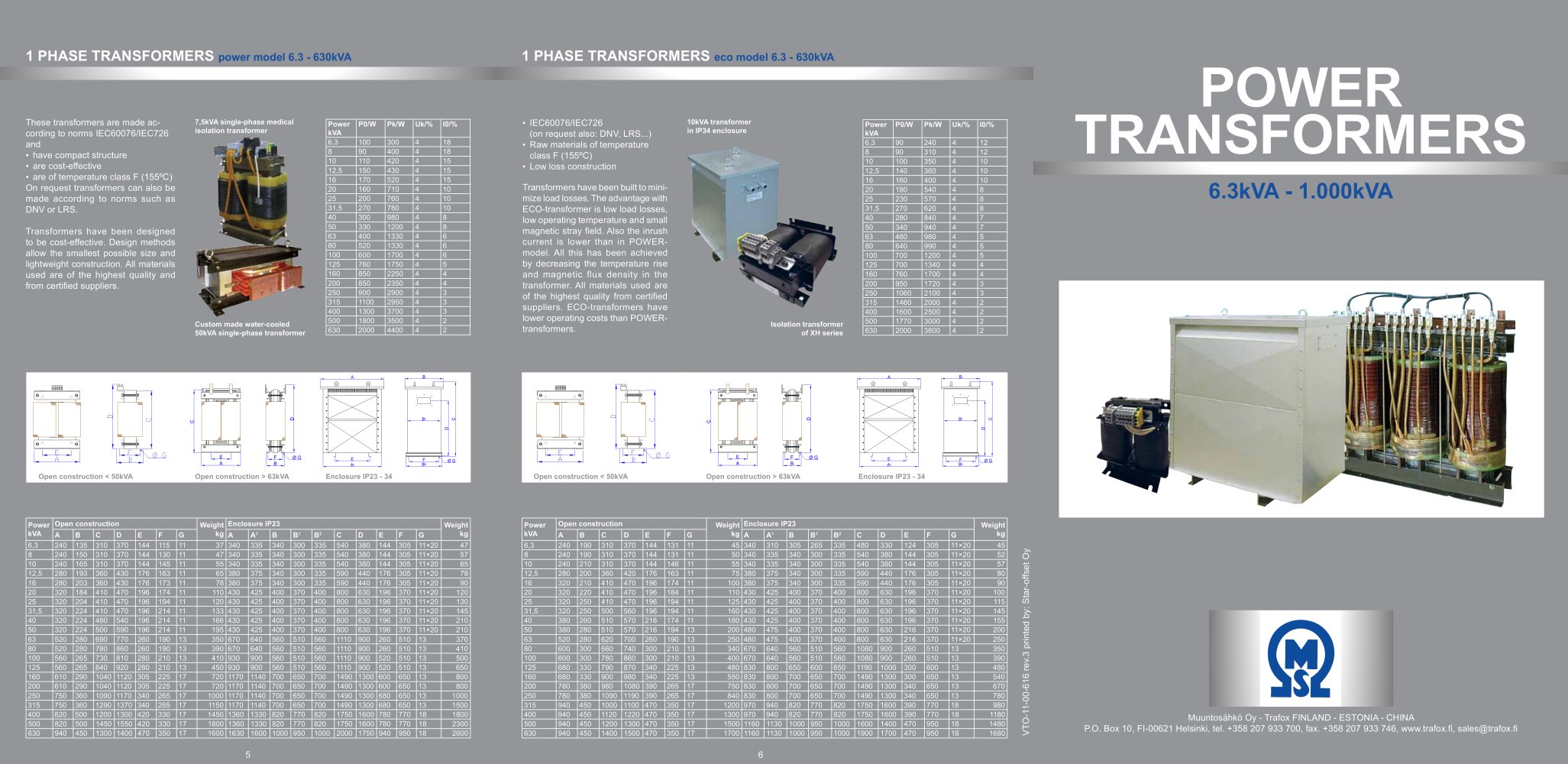 Power Transformers brochure - 1 / 2 Pages