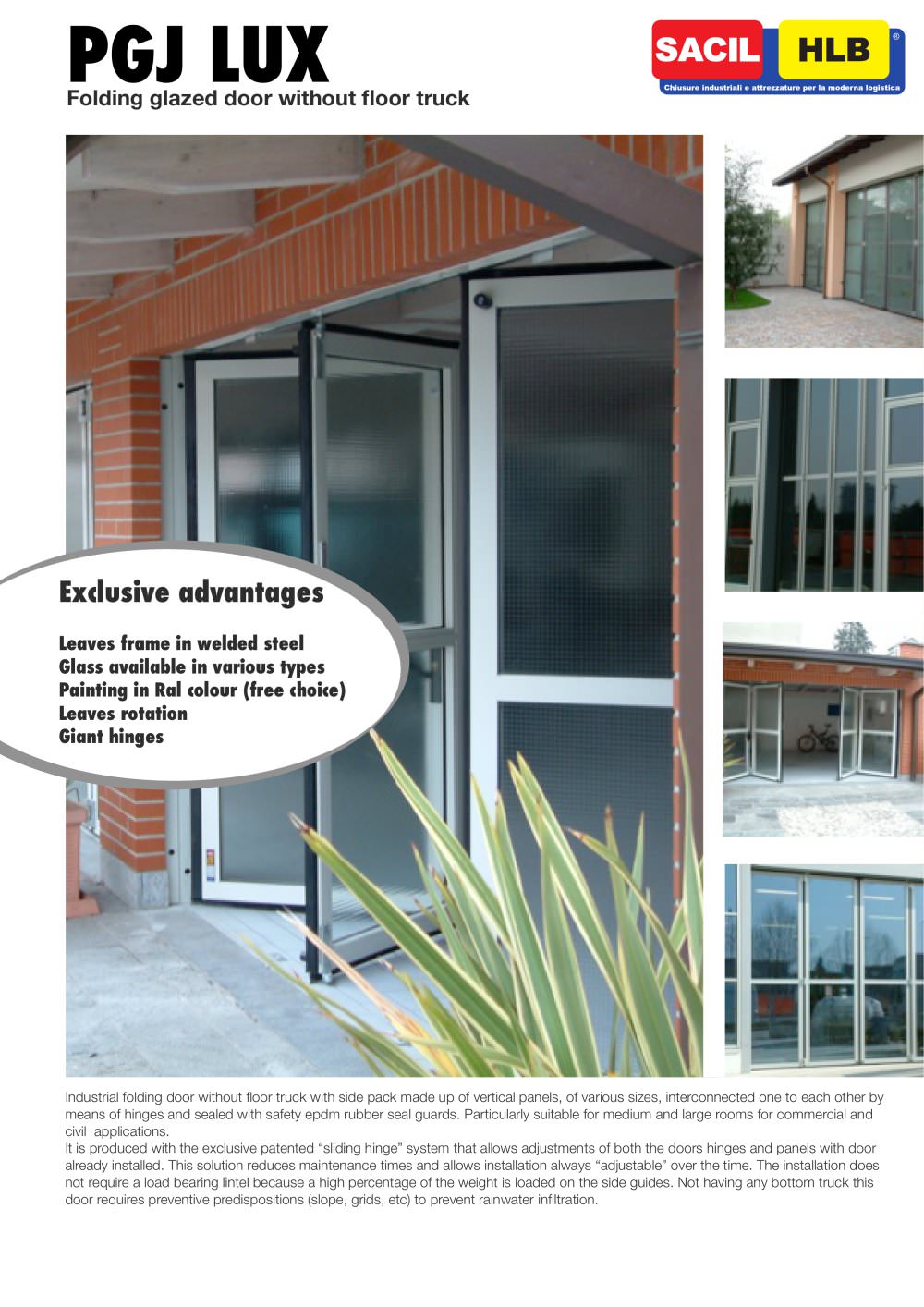 Folding door without floor track / PGJ LUX 3000 - SACIL HLB - PDF ... Folding door without floor track / PGJ LUX 3000 - SACIL HLB - PDF ...