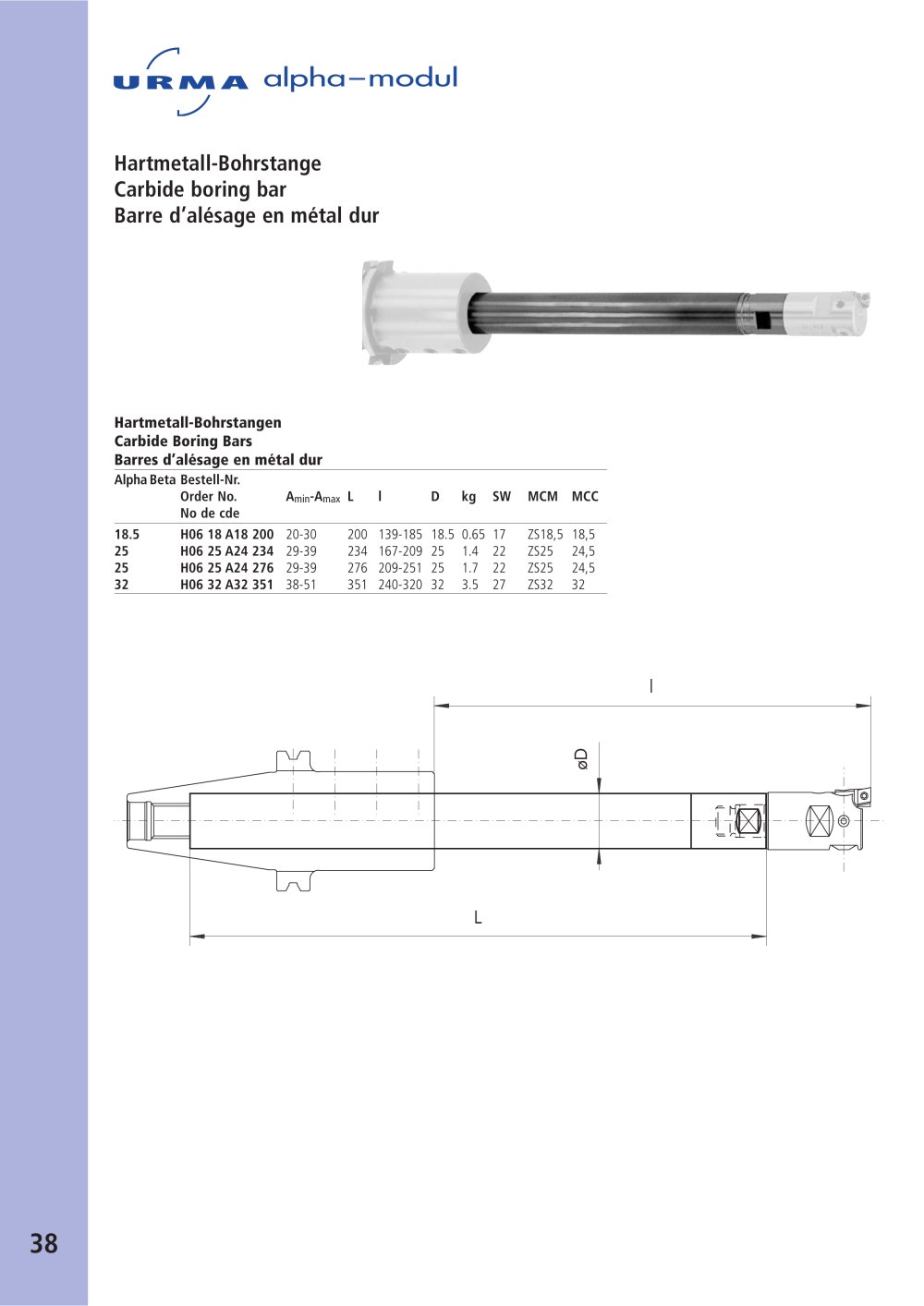 Carbide boring bar - Urma