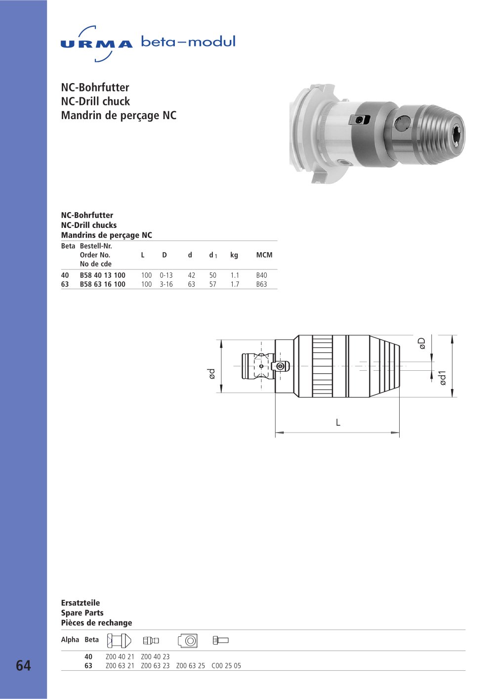 NC-Drill chuck - Urma
