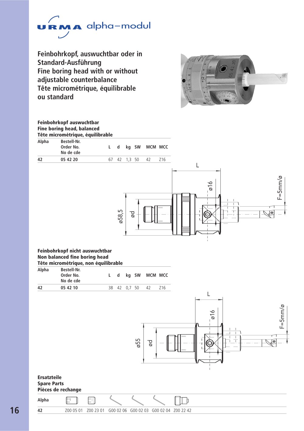 Non balanced fine boring head - Urma