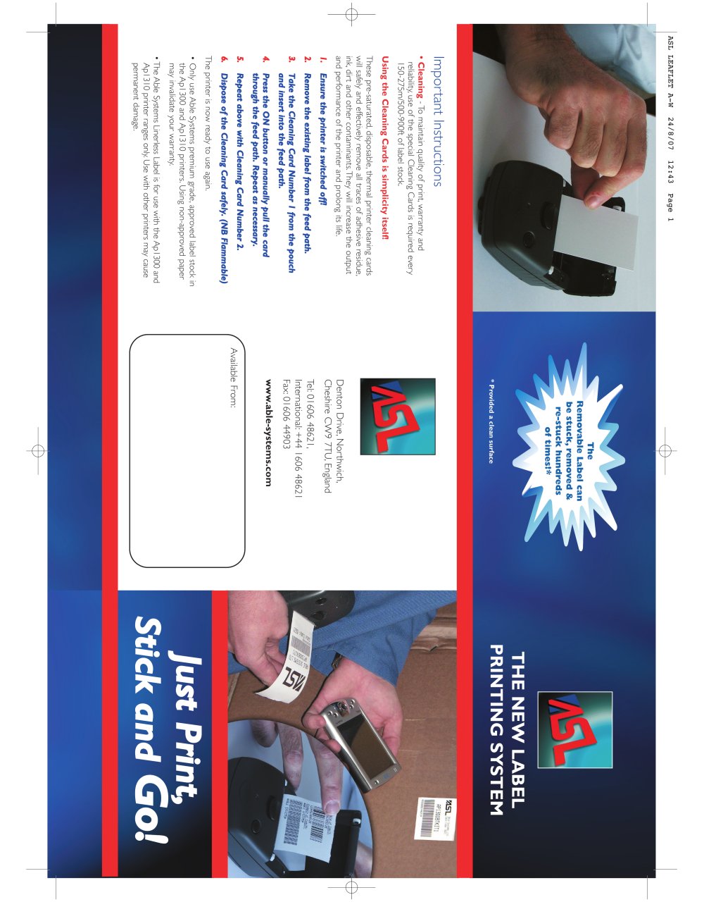 Just Print Stick & Go! - ABLE Systems