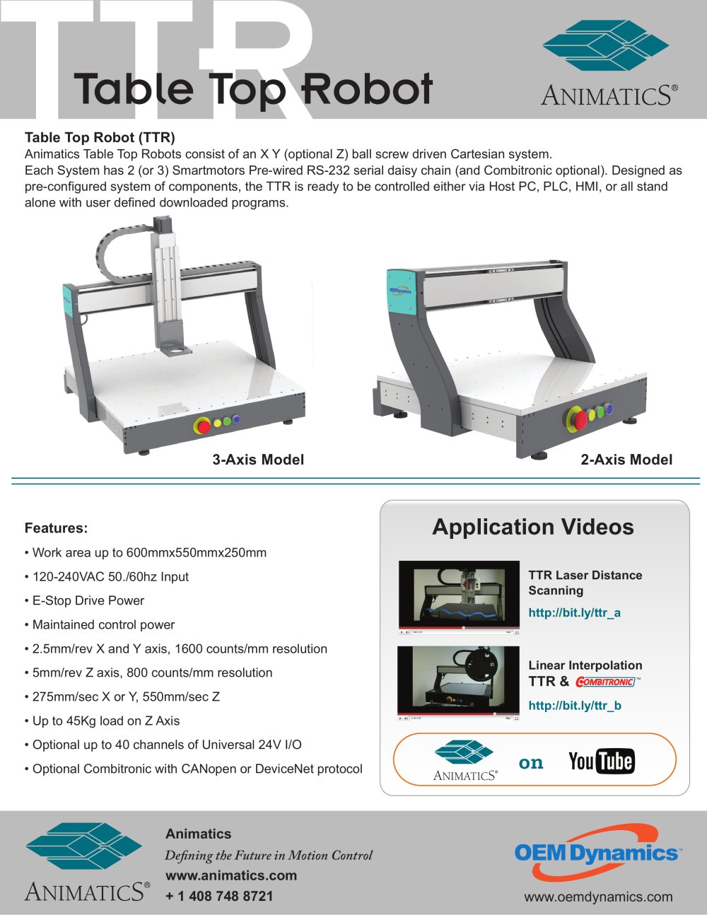 TTR Table Top Robot - Animatics Corporation